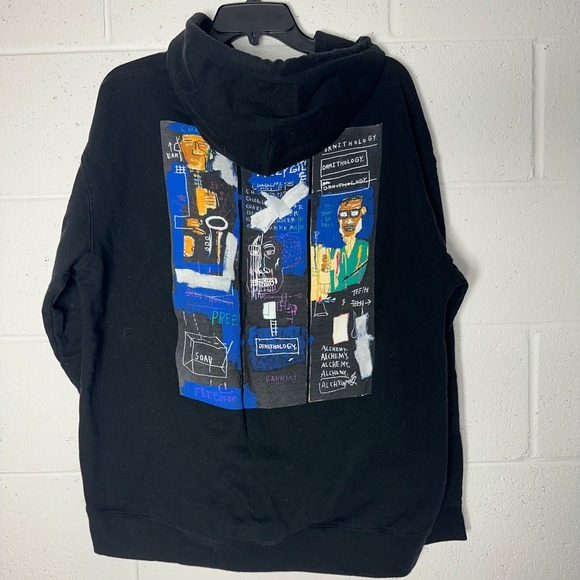 Jean-Michel Basquiat Hoodie Sweatshirt Art Crown Graphic Black Pullover XL - Picture 1 of 4